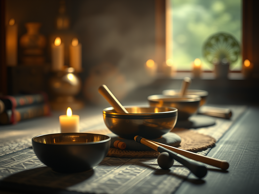 Sound healing uses sounds of specific frequencies to harmonize the body and mind. It can involve listening to Tibetan bowls, gong sounds, or tuning forks.